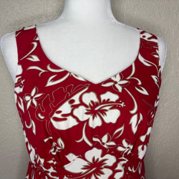 Hilo Hattie Classic Red Hibiscus Sleeveless Hawaiian Cotton Dress Women's Size 8 - Picture 4 of 9